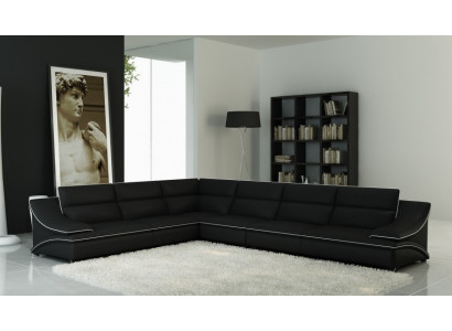Żywy krajobraz Designerska Sofa Kanapa Duża Podkładka Skóra Sofy Narożnik Narożnik Siedziba Black