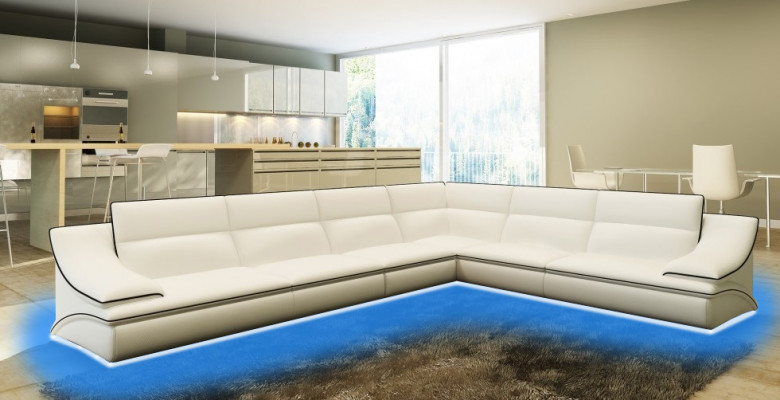 Żywy krajobraz Designerska Sofa Kanapa Duża Podkładka Skóra Sofy Narożnik Narożnik Siedziba Black