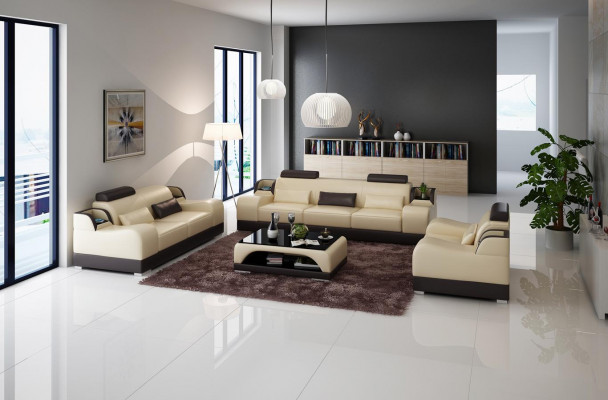 Design Zestaw sofowy Kanapa Podkładka Sofy Skóra 3+2 miejsce do siedzenia Kompletny Zestaw New Modern