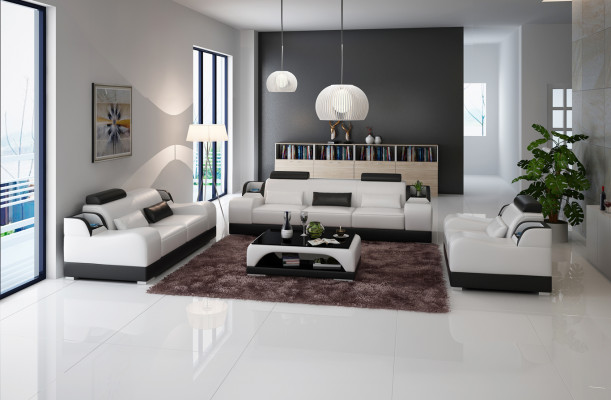 Design Zestaw sofowy Kanapa Podkładka Sofy Skóra 3+2 miejsce do siedzenia Kompletny Zestaw New Modern