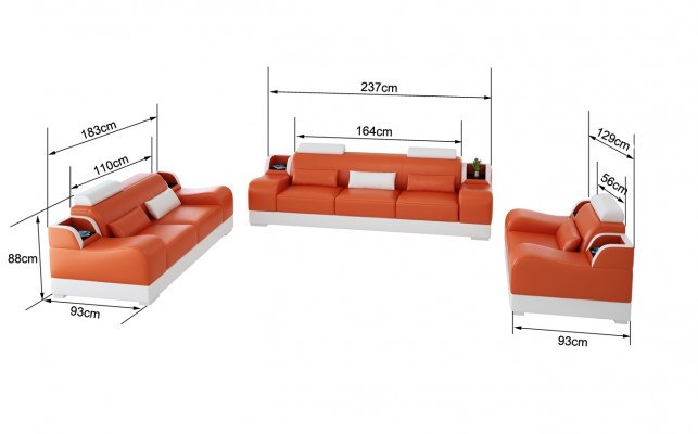 Design Zestaw sofowy Kanapa Podkładka Sofy Skóra 3+2 miejsce do siedzenia Kompletny Zestaw New Modern