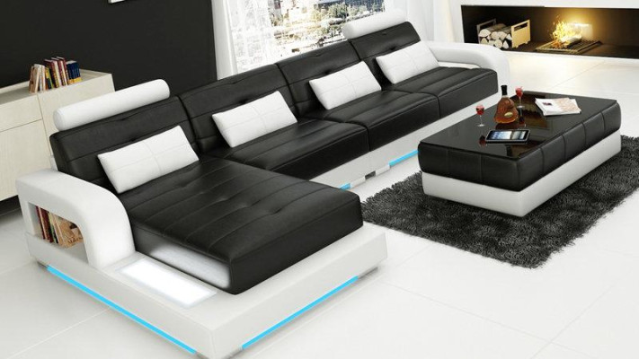 Skórzana sofa kanapa Żywy krajobraz Narożnik Ustawić Design Nowoczesna sofa dekoracyjna w kształcie litery L