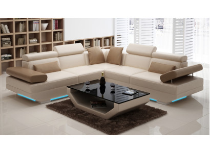 Skórzana sofa sofa kanapa Żywy krajobraz Narożnikowa kanapa Ustaw Design Modern Sofa K5009B