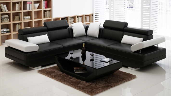 Skórzana sofa sofa kanapa Żywy krajobraz Narożnikowa kanapa Ustaw Design Modern Sofa K5009B