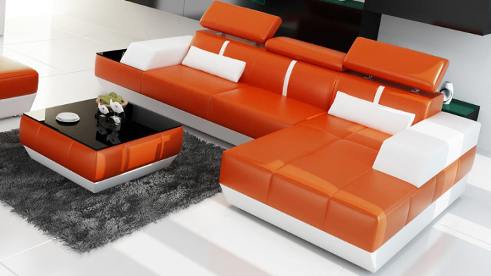 Nowoczesna skórzana sofa kanapa projekt Żywy krajobraz Narożnikowa kanapa Ustawić wystrój