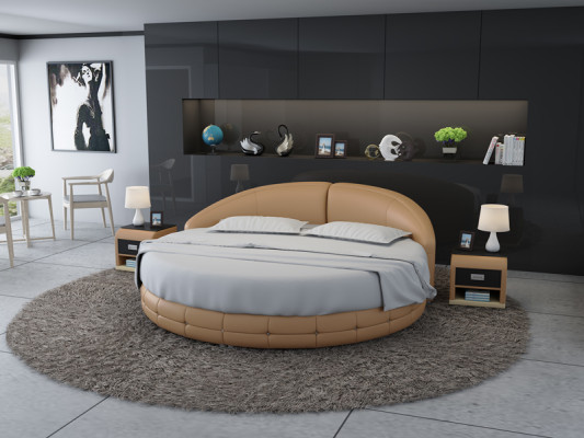 Konstrukcja łóżka okrągłego Łóżko Łóżko tapicerowane Designerskie łóżko Podkładka Okrągła XXL luksusowy king size