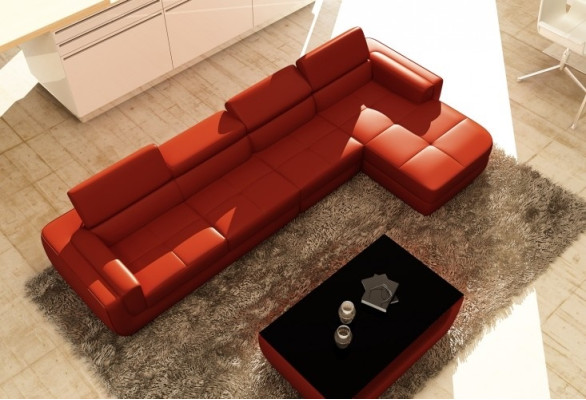 Narożnikowa kanapa skórzana sofa Żywy krajobraz sofa w kształcie litery L kanapa Podkładka Siedziba Narożnik Tettau Czerwony