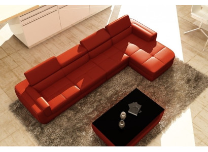 Narożnikowa kanapa skórzana sofa Żywy krajobraz sofa w kształcie litery L kanapa Podkładka Siedziba Narożnik Tettau Czerwony