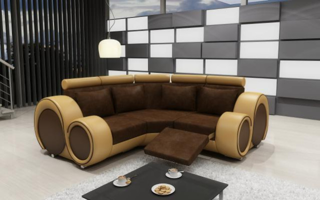 Narożnik Skóra Włókienniczy Materiał Kanapa Sofa Ustaw Żywy krajobraz Podkładka Narożnik Nowy LMII