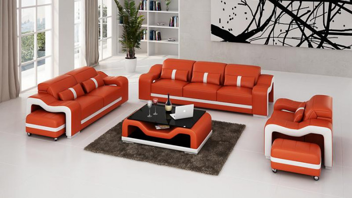 Design Zestaw sofowy Kanapa Podkładka Sofy Skóra Modern 3+2 miejsce do siedzenia Kompletny Zestaw Nowy