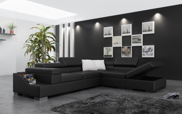 Skórzana Sofa Sofa Sofa Nowoczesny Żywy krajobraz Narożnikowa kanapa Narożnik Design Ustawić