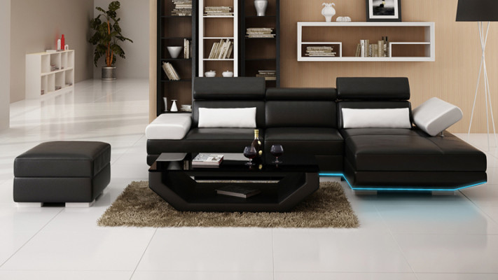 Skórzana sofa w kształcie litery L Żywy krajobraz wystrój Narożnikowa kanapa Ustawić nowoczesny design
