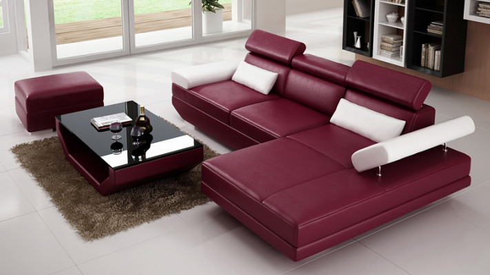 Skórzana sofa w kształcie litery L Żywy krajobraz wystrój Narożnikowa kanapa Ustawić nowoczesny design