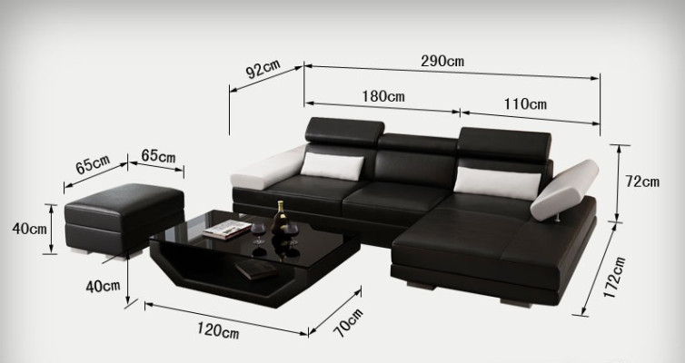 Skórzana sofa w kształcie litery L Żywy krajobraz wystrój Narożnikowa kanapa Ustawić nowoczesny design