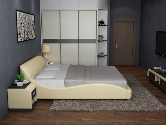 Design Podkładka Double Bed Nowoczesne łóżka Sypialnia z USB & Polka 200x210 cm