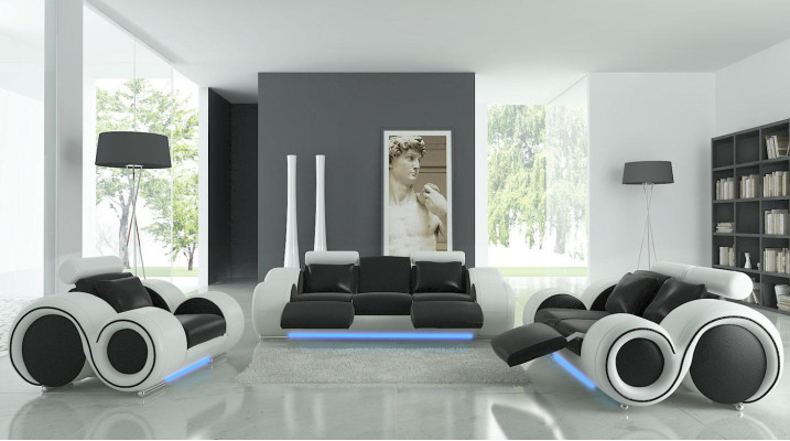 Skórzana sofa kanapa Żywy krajobraz 3+2+1 miejsce do siedzenia Ustawić Design Modern Sofa A1163D