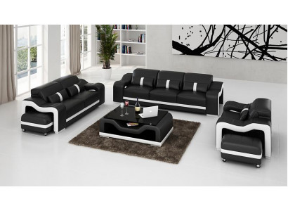 Design Zestaw sofowy Kanapa Podkładka Sofy Skóra Modern 3+1 miejsce do siedzenia Kompletny Zestaw Nowy