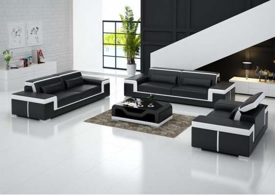 Design Couch Podkładka Sofy Skóra Nowoczesny Zestaw sofowy 3+1 miejsce do siedzenia Kompletny Zestaw Nowy