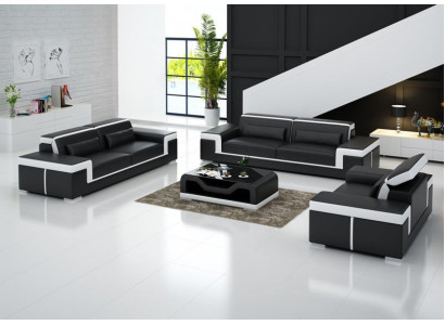 Design Couch Podkładka Sofy Skóra Nowoczesny Zestaw sofowy 3+1 miejsce do siedzenia Kompletny Zestaw Nowy