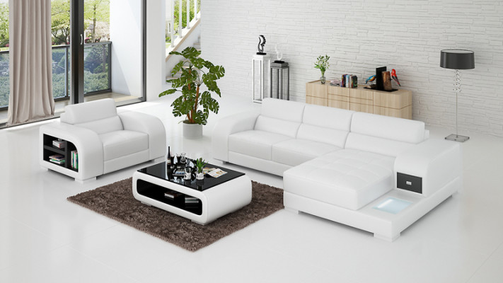 Sofa skórzana kanapa Żywy krajobraz Narożnikowa kanapa + Sofa designerska Fotel Ustaw