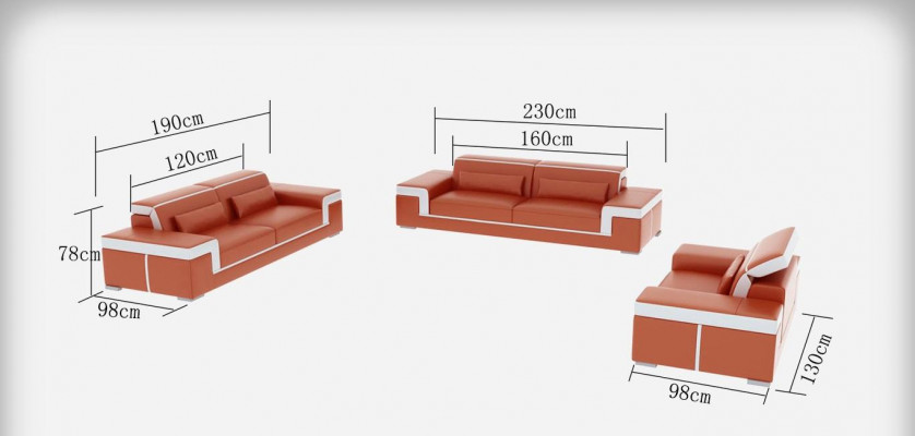 Design Couch Podkładka Sofy Skóra Nowoczesny Zestaw sofowy 3+1 miejsce do siedzenia Kompletny Zestaw Nowy