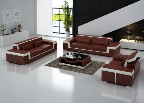 Design Couch Podkładka Sofy Skóra Nowoczesny Zestaw sofowy 3+1 miejsce do siedzenia Kompletny Zestaw Nowy