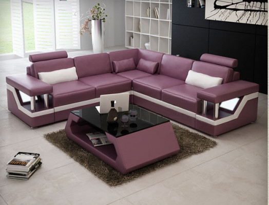 Sofa skórzana XXL na USB Ustaw Żywy krajobraz narożnik Skóra Narożnikowa kanapa HAMBURG II