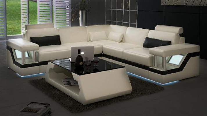 Sofa skórzana XXL na USB Ustaw Żywy krajobraz narożnik Skóra Narożnikowa kanapa HAMBURG II