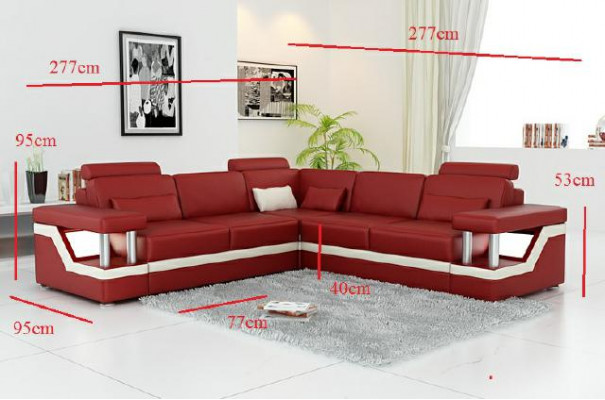 Sofa skórzana XXL na USB Ustaw Żywy krajobraz narożnik Skóra Narożnikowa kanapa HAMBURG II
