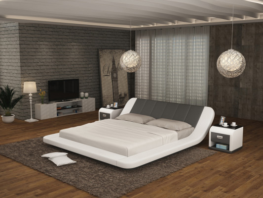 Skóra Łóżko Design Podkładka łóżko Luxury Double Modern Marriage 140/160/180 cm