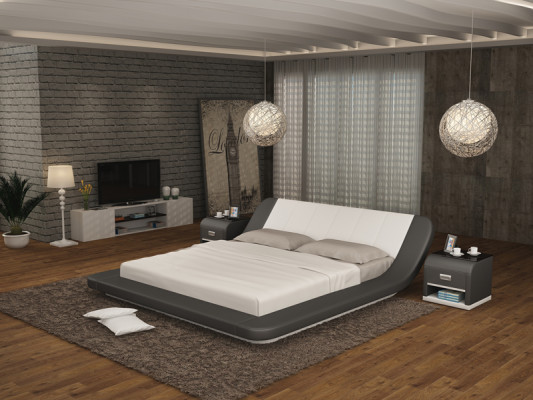 Skóra Łóżko Design Podkładka łóżko Luxury Double Modern Marriage 140/160/180 cm