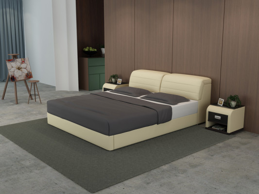 Skóra Łóżko z USB Podkładka łóżka Luxury Double Marriage 140/160/180 LB8827