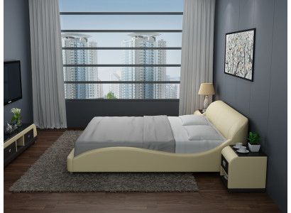 Design Skóra Łóżko Luxury Podkładka łóżka Double Modern Marriage 140/160/180 cm