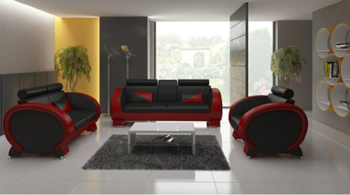 Sofa skórzana + sofa USB z funkcją barku, designerska Ustawić sofę 3 miejsce do siedzenia, kanapę relaksacyjną