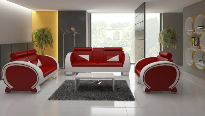 Sofa skórzana + sofa USB z funkcją barku, designerska Ustawić sofę 3 miejsce do siedzenia, kanapę relaksacyjną
