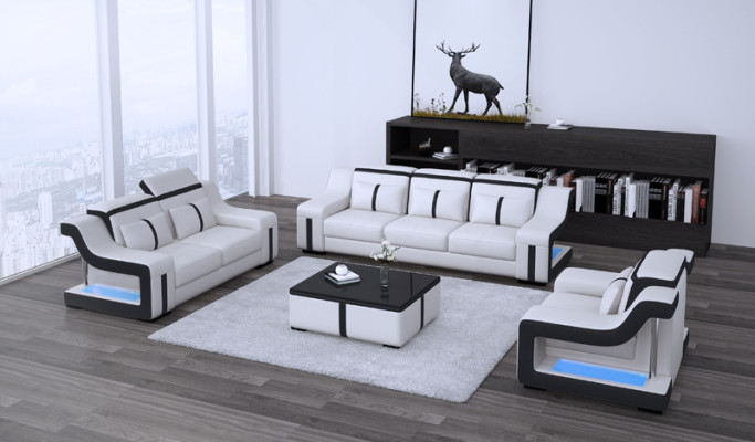 Designerska sofa trzyosobowa kanapa 3 siedziba podkładka skóry kanapy duże sofy