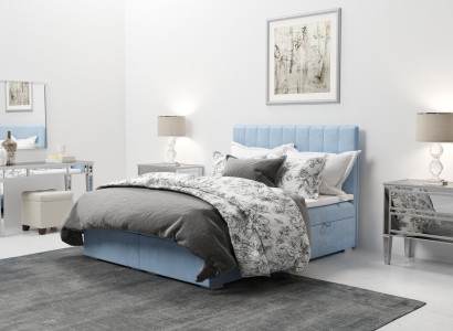 Box spring Łóżko Hotel Double Blue Aksamit Luksusowe łóżko Podkładka Podstawa łóżka 180x200