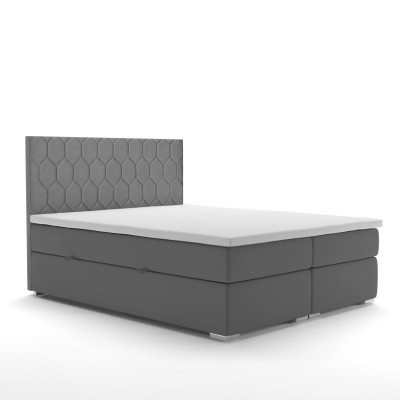 Boxspring Łóżko Hotel Double 180x200cm Luksusowe łóżko Podkładka Function Box Szara