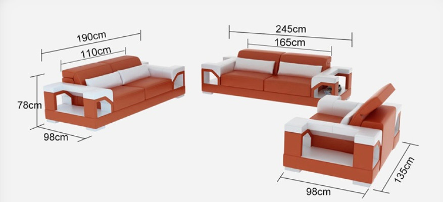 Sofa skórzana Kanapa Zestaw sofowy Zestaw 3+2+1 miejsce do siedzenia Ustawić Design Nowoczesna Sofa