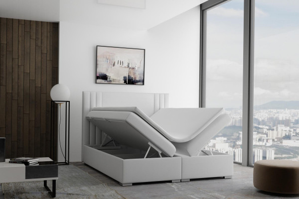 Boxspring Łóżko Hotel Double Beige Włókienniczy Luksusowe łóżko Podkładka Box Function