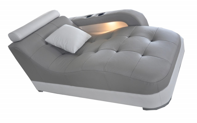 Designerska Skóra Szezlong Nowoczesna Szara Sofa Otomana Oryginalna Skóra Relaks