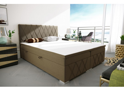 Box spring Łóżko Hotel Double Aksamit Luksusowe łóżko Podkładka Podstawa łóżka Funkcja Brązowa