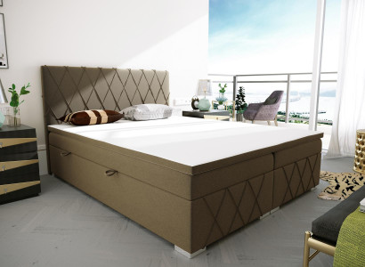 Box spring Łóżko Hotel Double Aksamit Luksusowe łóżko Podkładka Podstawa łóżka Funkcja Brązowa