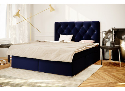 Boxspring Łóżko Hotel Double Blue Włókienniczy Luksusowe łóżko Podkładka Podstawa łóżka Funkcja