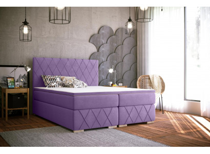 Kompletny zestaw materac & Topper Box Spring Łóżko Fioletowa Podkładka 180x200cm łóżko