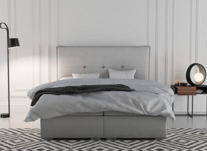 Boxspring Łóżko Hotel Double Włókienniczy Szary Luksusowe łóżko Podkładka Podstawa łóżka Funkcja