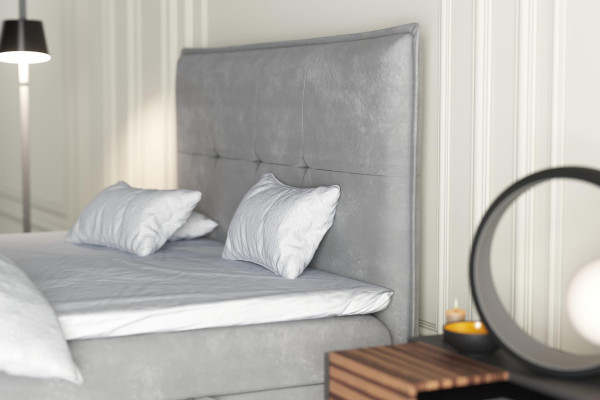 Boxspring Łóżko Hotel Double Włókienniczy Szary Luksusowe łóżko Podkładka Podstawa łóżka Funkcja