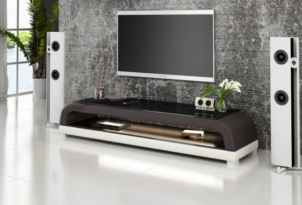Kredens RTV Skóra Szkło Tabela Szafa Telewizyjna Tabela Designer 6108