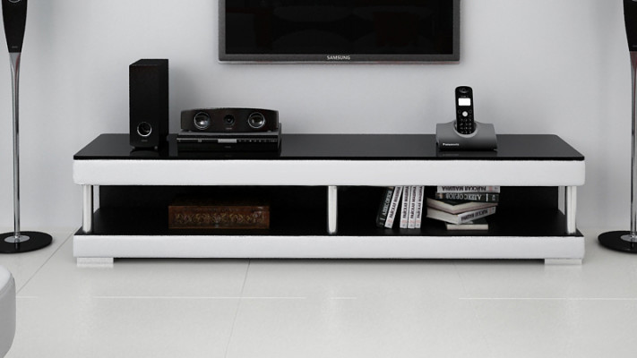 Kredens pod telewizor RTV Skóra Szkło Tabela TV Szafa Tabela Szafka pod telewizor Mo.C