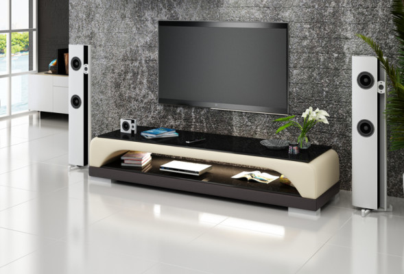 Kredens RTV Skóra Szkło Tabela Szafa Telewizyjna Tabela Designer Decor